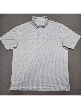 Callaway Large Mens Golf Polo Opti-Dri Blue Pattern Short Sleeve Lightweight